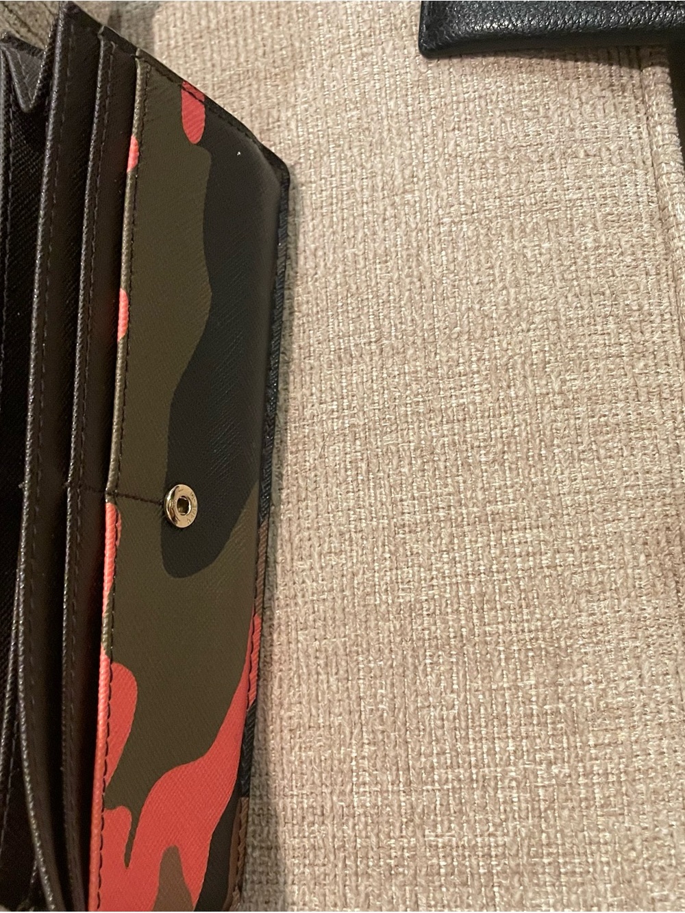 Michael Kors Coral and Olive Camo Continental Wallet with Gold Logo - Picture 3 of 5
